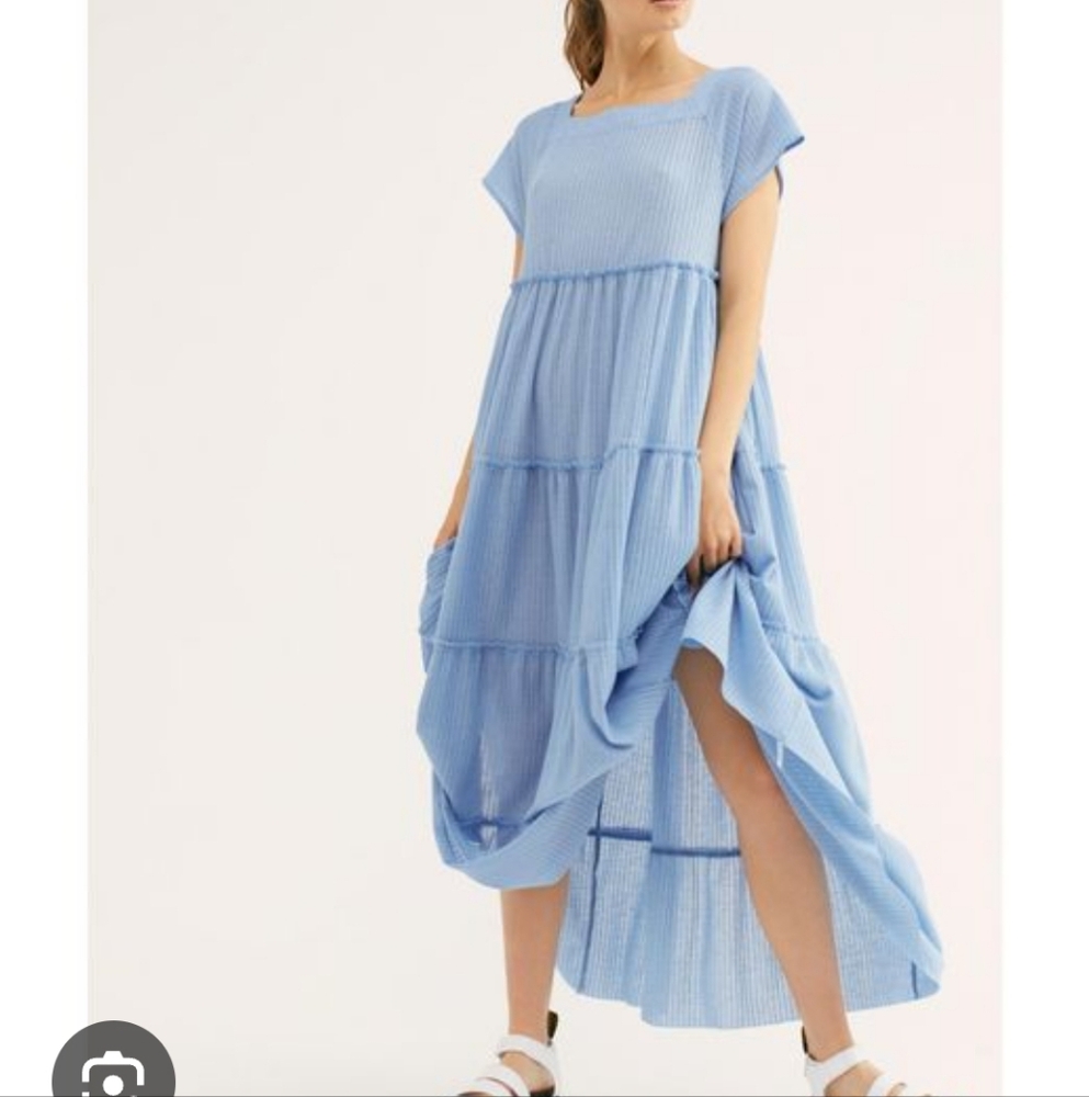 Free People Beach Saltwater Linen Blend Tiered Maxi Dress